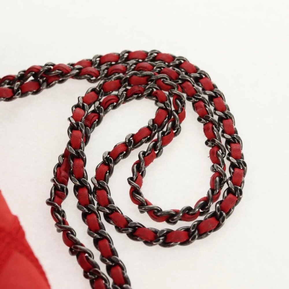 CHANEL Wild Stitch Chain Shoulder Bag Leather Red CC Auth 128522M - Picture 11 of 15